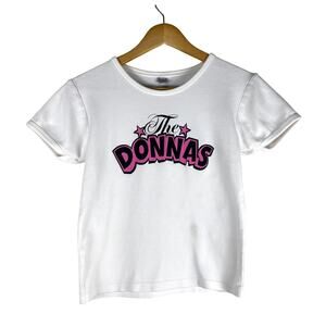 Vtg y2k-90s The Donna's white women's cropped baby tee punk rock grunge sz m